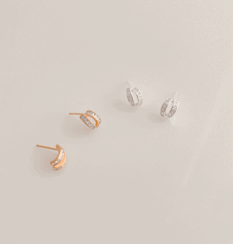 925실버 큐빅 미니 투링 스터드 링 귀걸이