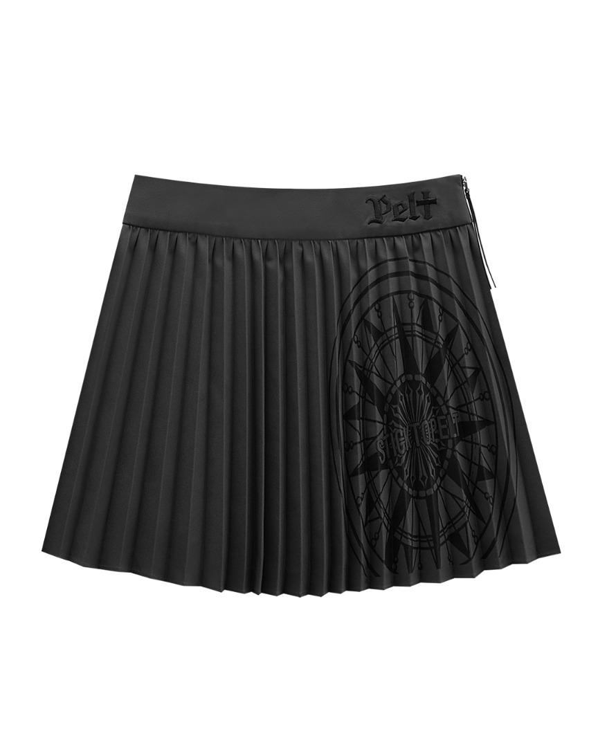Circle Logo Ruche Pleats Skirt : Dark Grey (PA3SKF016DG)