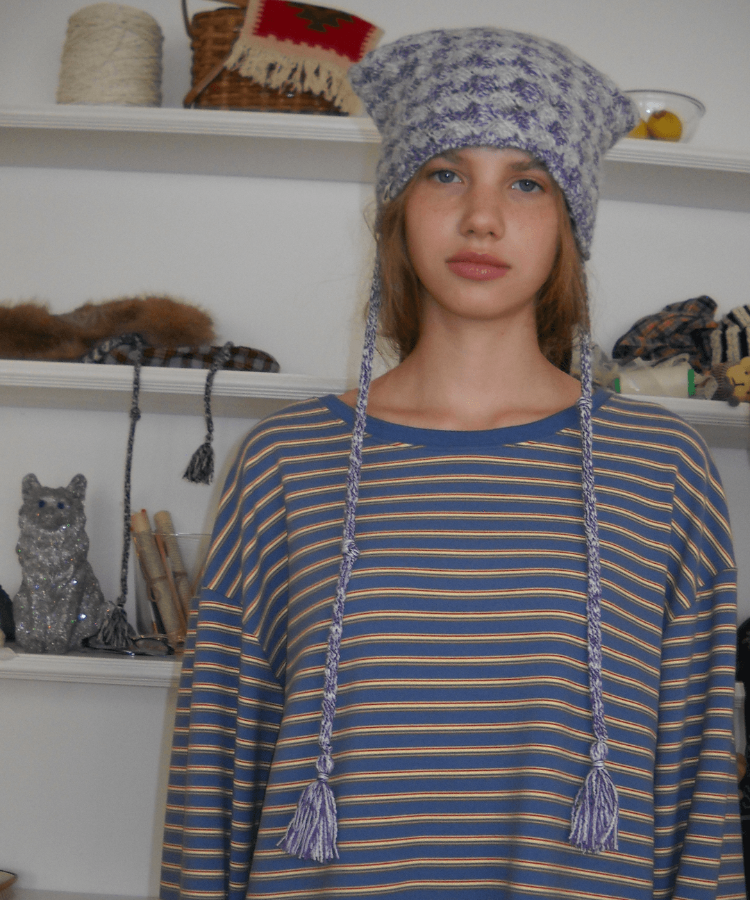 Kitten Ear Earmuff, Violet+Grey