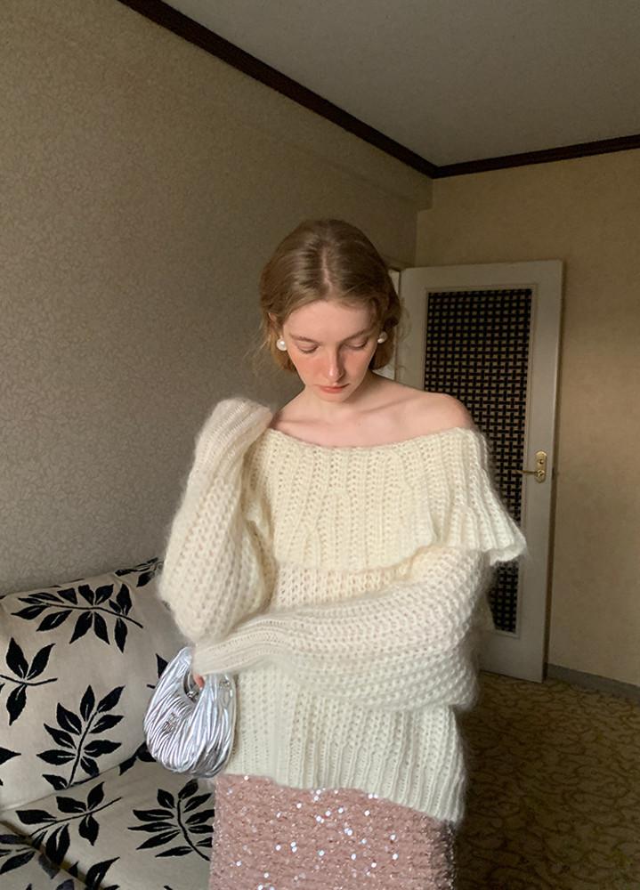 나그랑 펀칭니트 앙고라 스웨터