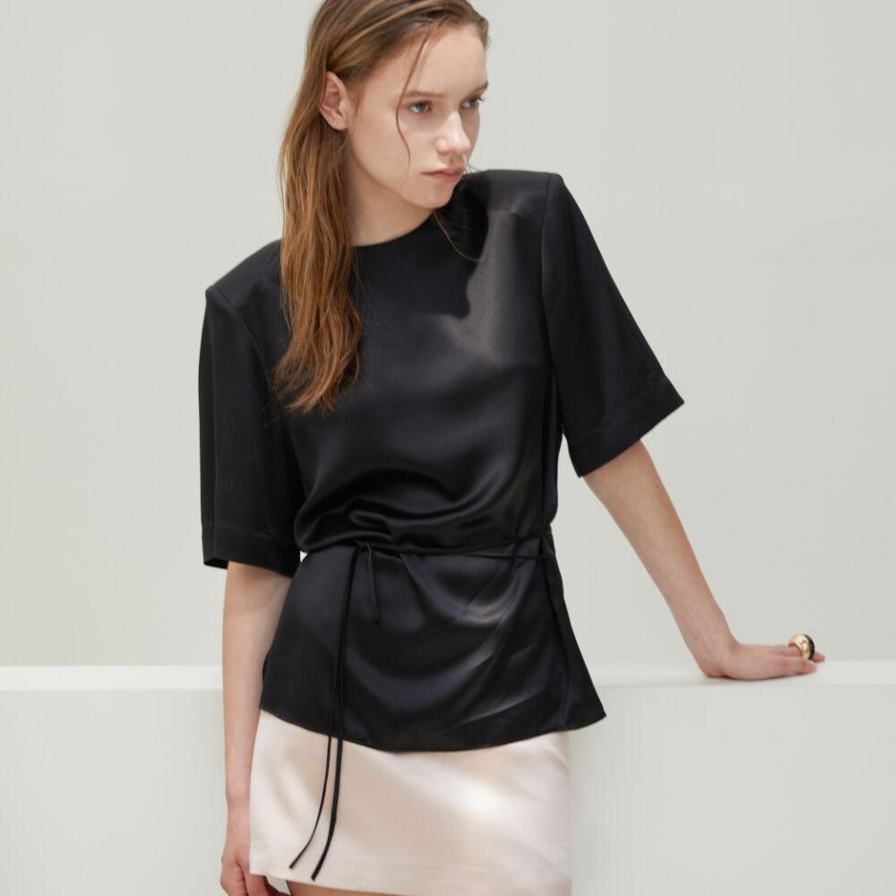 Padded Silk Satin Blouse Black