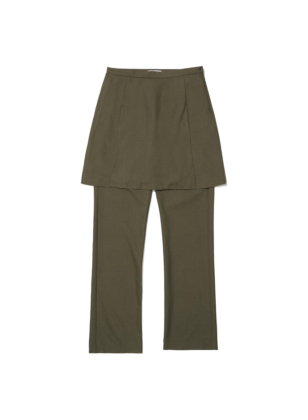 [WOMEN] 3 IN 1 LAYERED SKIRT PANTS_KHAKI GREEN