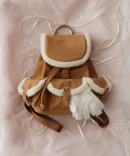 lotsyou_Nostalgia Chubby Shearling Backpack Brown