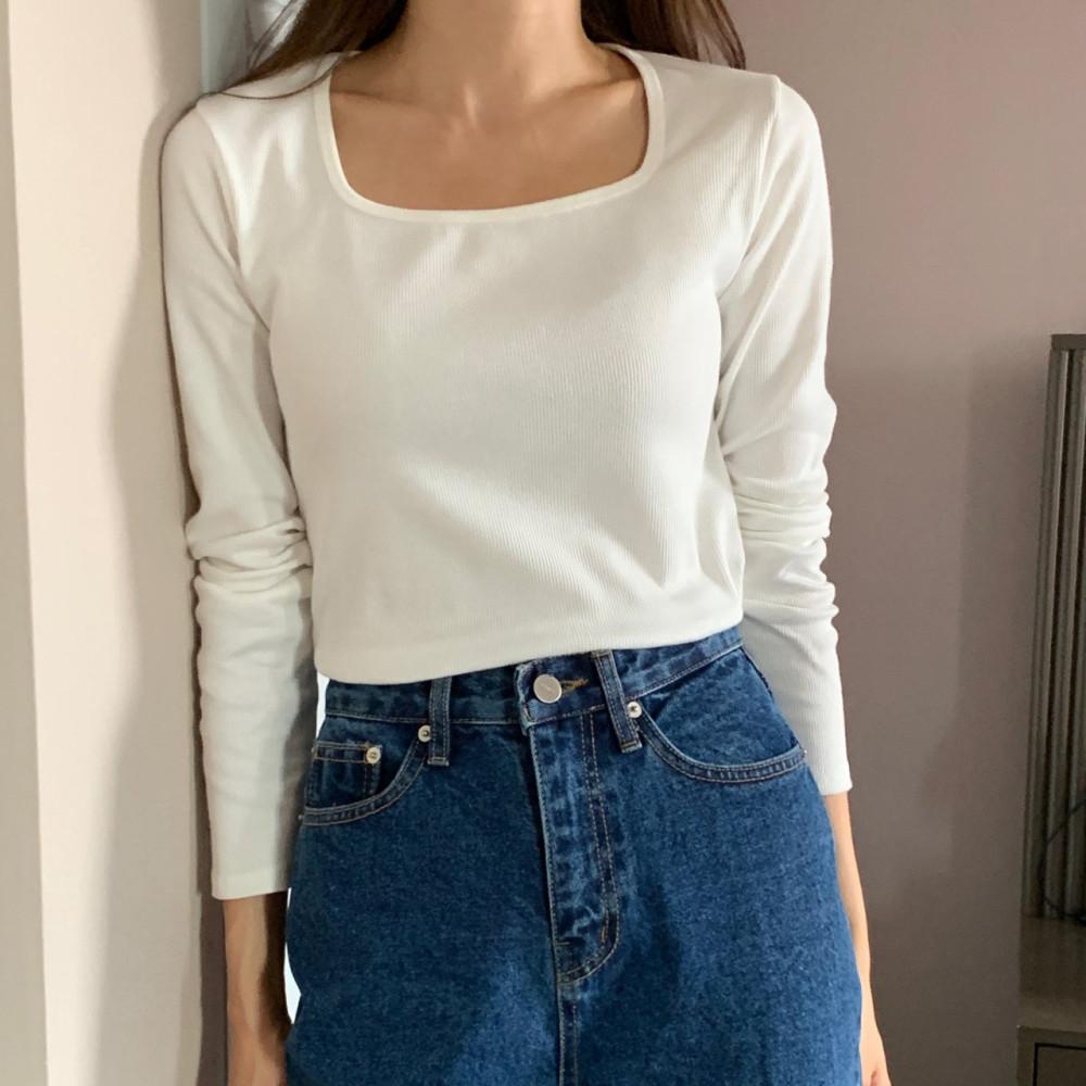 리브레 스콘 스퀘어넥 긴팔 티셔츠 (5color)