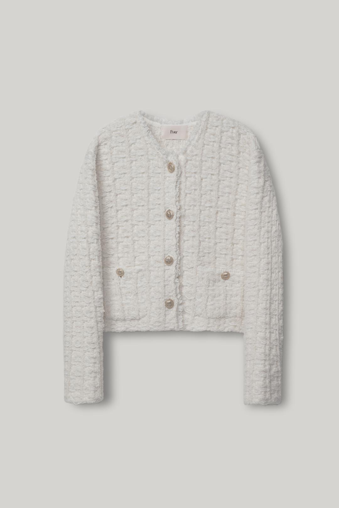 트위드 니트 가디건 _ ivory