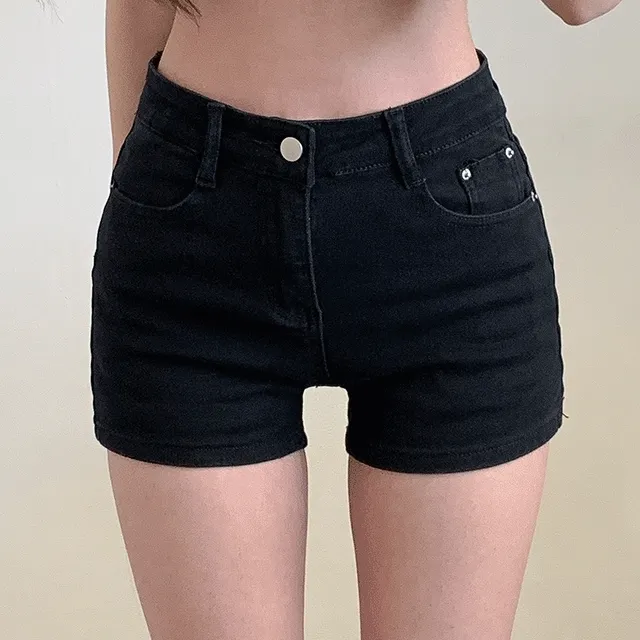 [인생핏/~XL/치어리더팬츠] 블랙 아이보리 가성비 슬림 핏 3부 스판 숏팬츠 *휴가 바캉스 축제 페스티벌 여름 짧은 팬츠 데님 반바지*