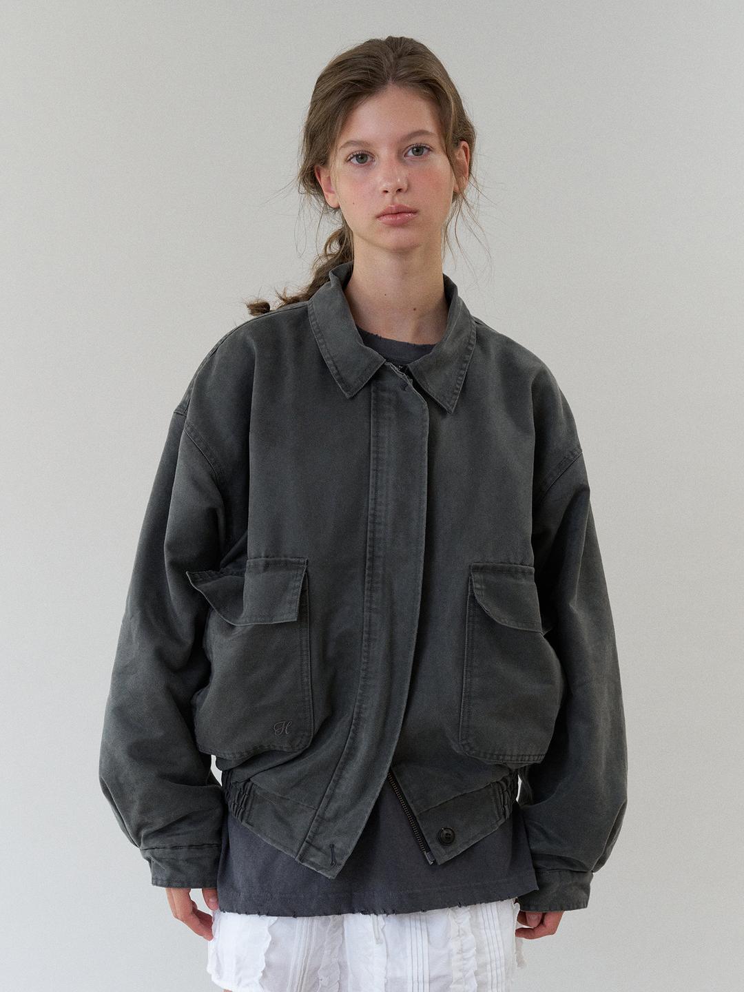 90s garment washing jumper (ash black)