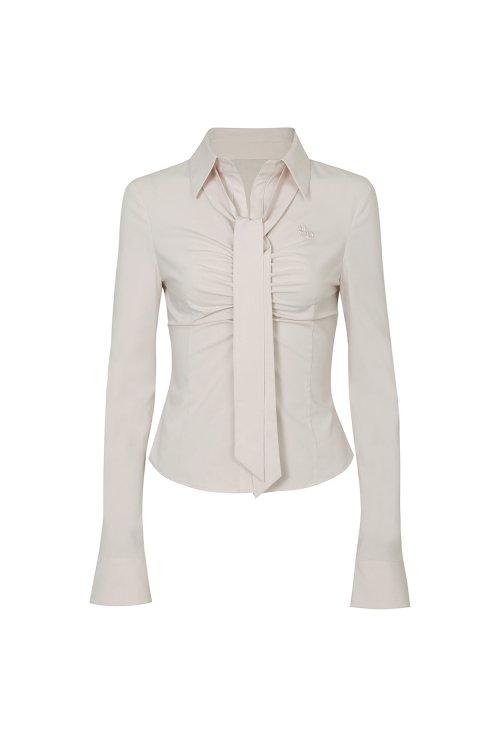 페인오어플레져(PAINORPLEASURE)  VIVIAN SCARF SHIRT beige - 사이즈 & 후기 | 무신사