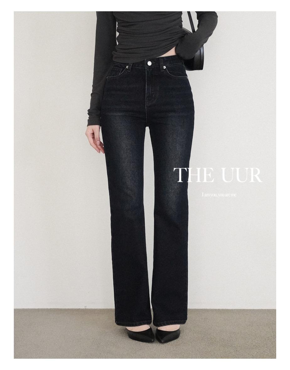 [7일소요] [long/short] uur Pieton semi-flare denim [dark-indigo]