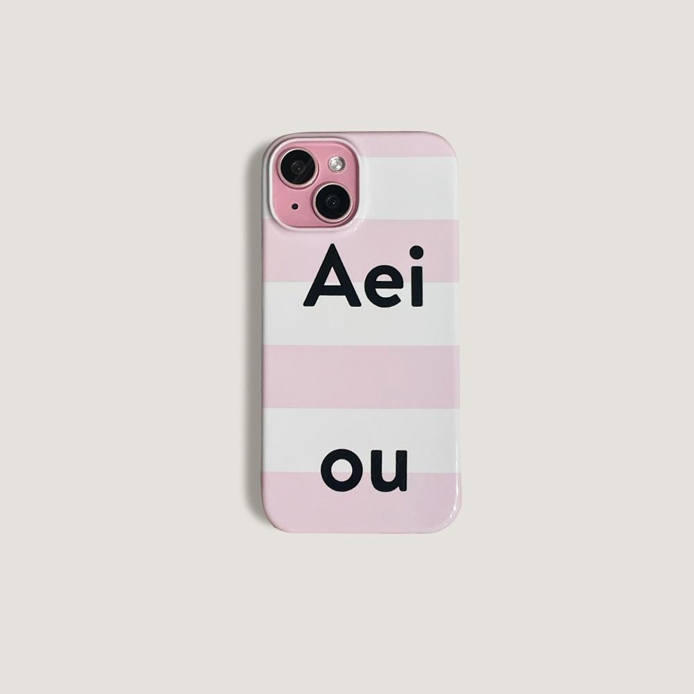 Aeiou Phone case Glossy Stripe Baby Pink