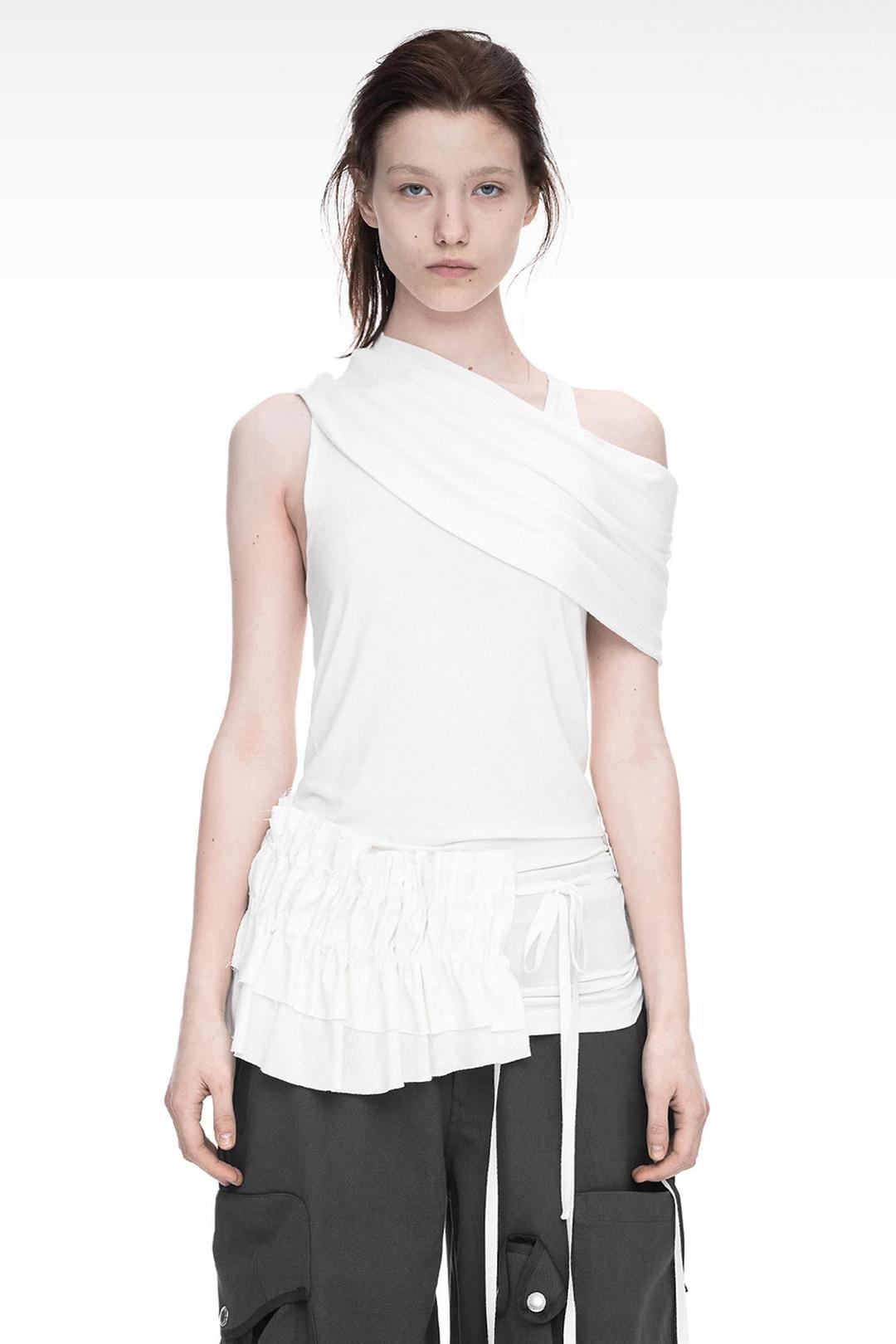 SHAWL NECK SLEEVELESS IVORY
