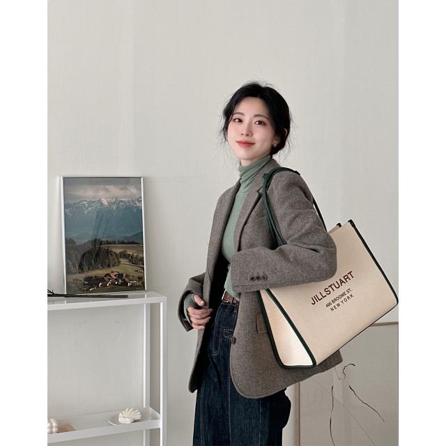질스튜어트뉴욕  [PAPER22][15인치 노트북 수납 가능] 아이보리 캔버스 무드 쇼퍼백 JABA3E701E2