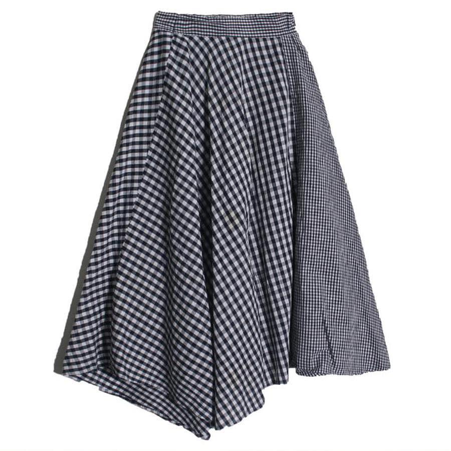 wide check skirt