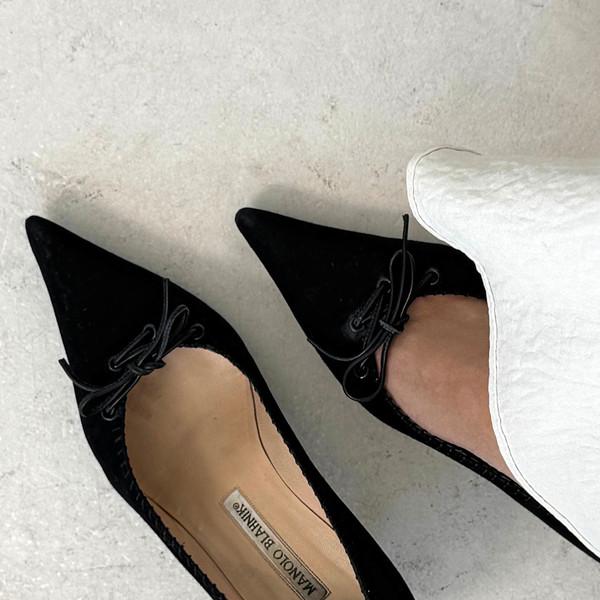 Manolo Blahnik Suede Lace-Up Pumps
