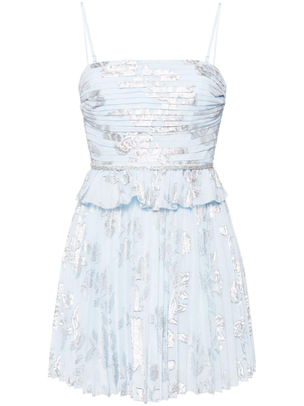 floral-embroidered chiffon minidress