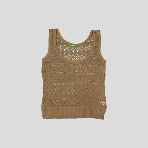아프리카 타로 브라운 슬리브리스 시스루 뜨개 나시  SIZE WOMENS M