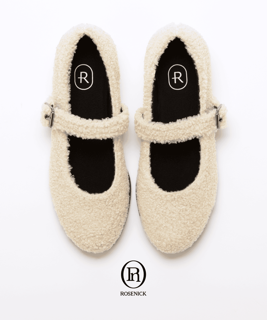 로제니크 [40년 장인 수제화 로제니크] 제나 뽀글이 메리제인 플랫 (2cm/2colors)