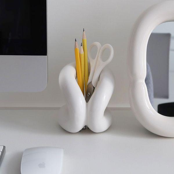 세라믹 오브제 브러쉬 연필꽂이 홀더