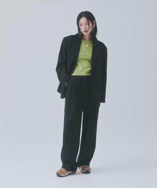 TWO TUCK HIGH WAIST WIDE PANTS_BLACK