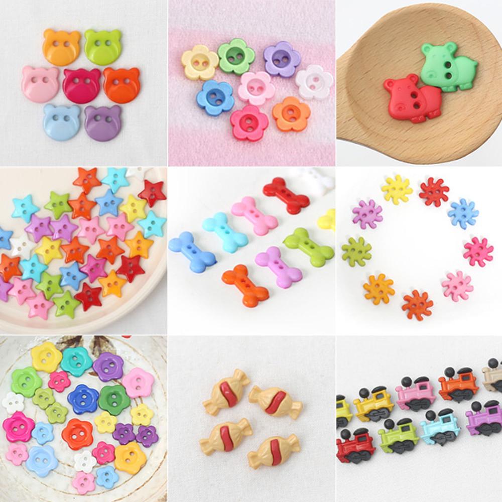 모양칼라단추/ 칼라 꽃 미니 국화 튤립 플라스틱 컬러 단추