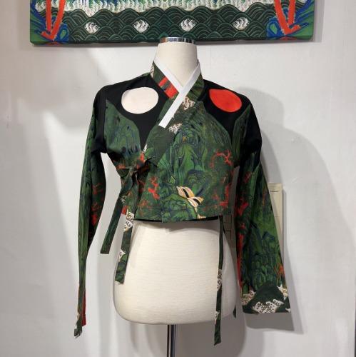 일월오봉도 블랙 짧은 저고리 L