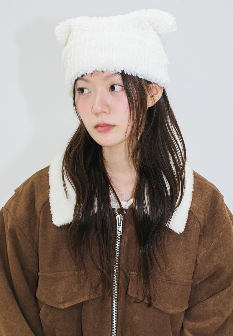 FUR CAT EAR BEANIE_IVORY