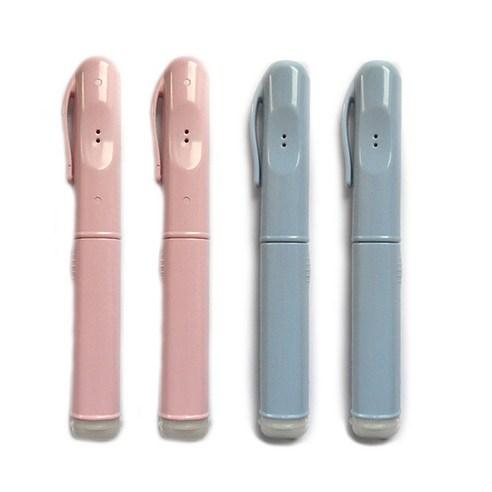 트래블이지 휴대용 올인원 치약 칫솔 핑크 2p + 블루 2p세트, 1세트 - 치약/칫솔 | 쿠팡
