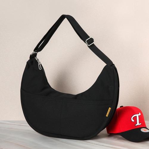 [BB] 지앤비 여성 캔버스 크로스백 숄더 호보 메신저 가방 에코 반달 라운드 포켓 지퍼 스트랩 러블리 데일리 스타일 캐주얼 패션