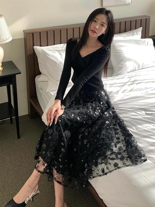 Luminous Lace Skirt (2color)