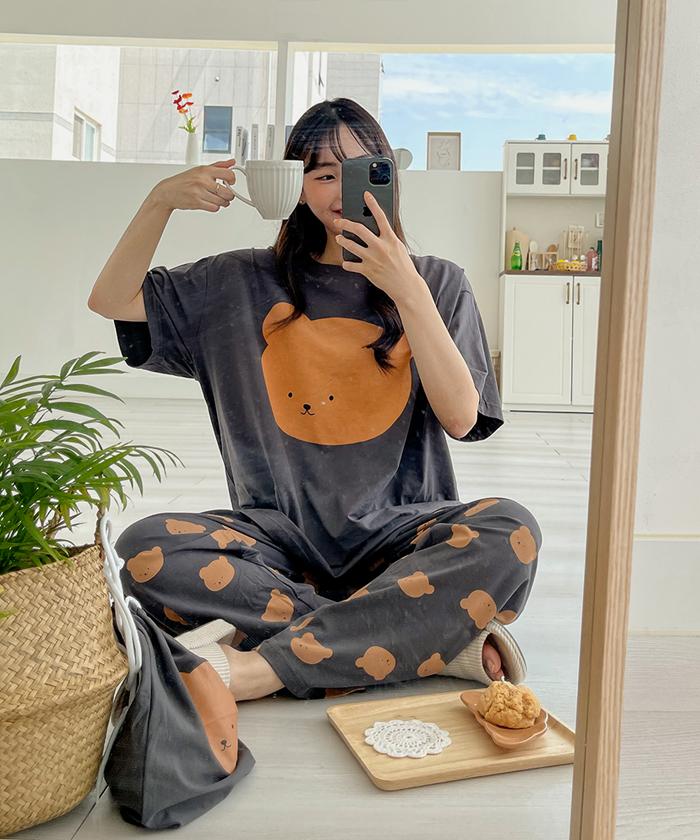 당당걸 [4천장돌파] [MADE] 빅사이즈 55-120 빅베어 파우치 파자마 세트(긴바지ver)