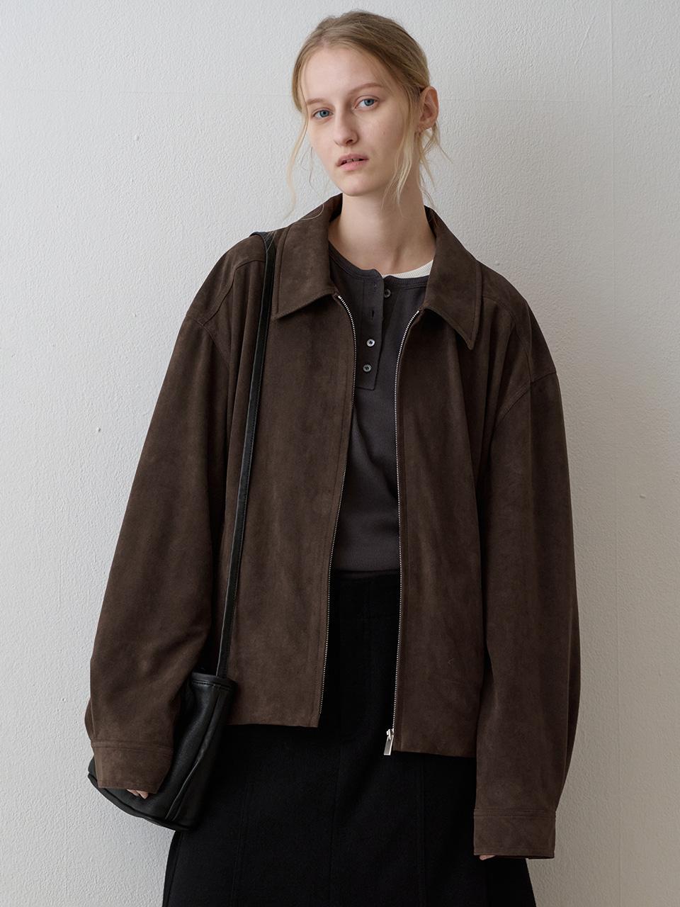 미니멀 스웨이드 블루종_brown