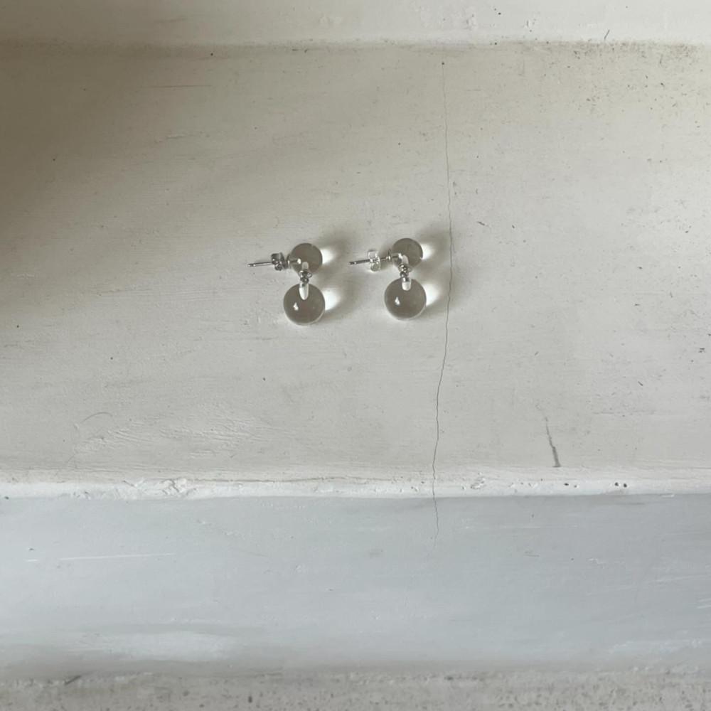 [당일] 실버925 quartz drop earing 데일리 심플 원석 드롭귀걸이 백수정귀걸이