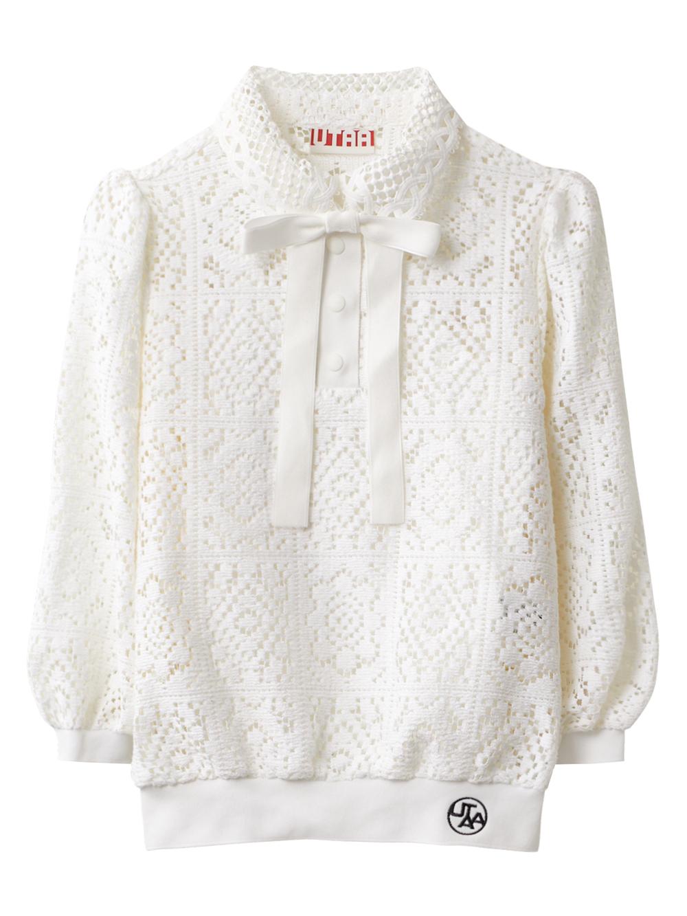 UTAA Pixel Tile Ribbon Lace Sleeve : White (UC3STF412WH)