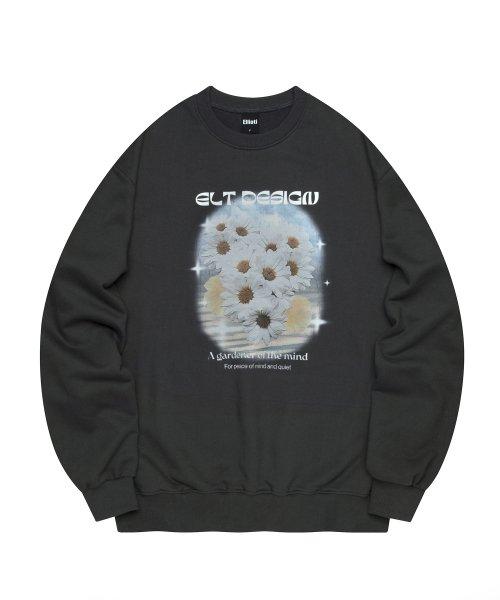 Cartoon Flower Crewneck_Charcoal