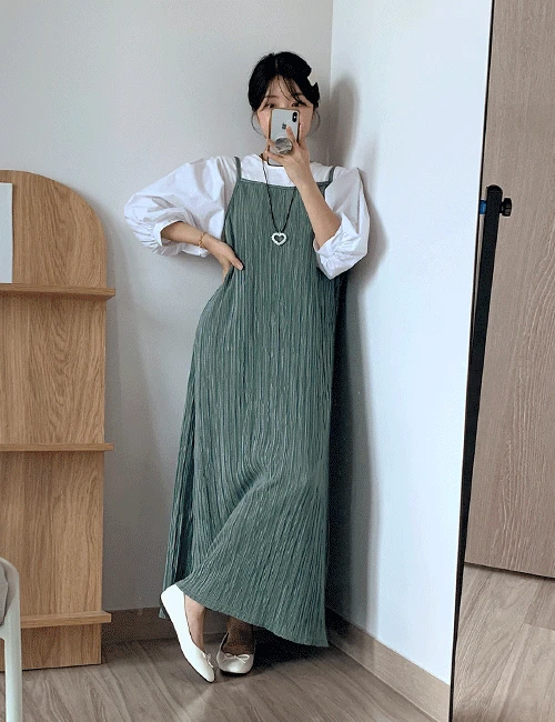 [55-77] 플리츠 프릴 나시 A라인 주름 원피스