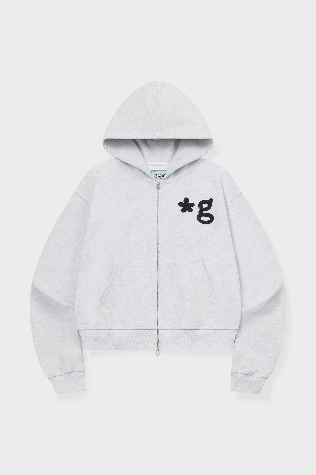 HAND WORK HOODIE ZIP-UP (LIGHT GREY)