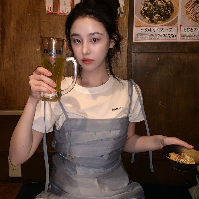 (2차_5/26예약배송)Sheer organza layered bustier_blue grey