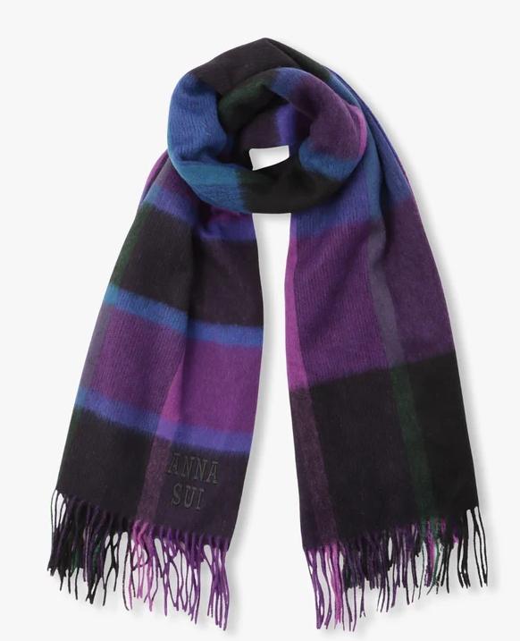 안나수이 2024FW 울 체크 라지 머플러 스카프