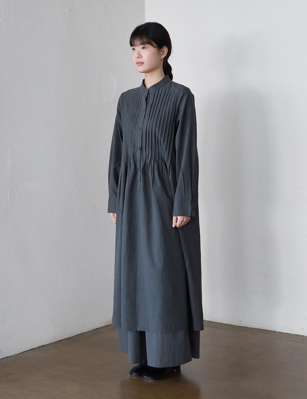 pintuck cotton dress