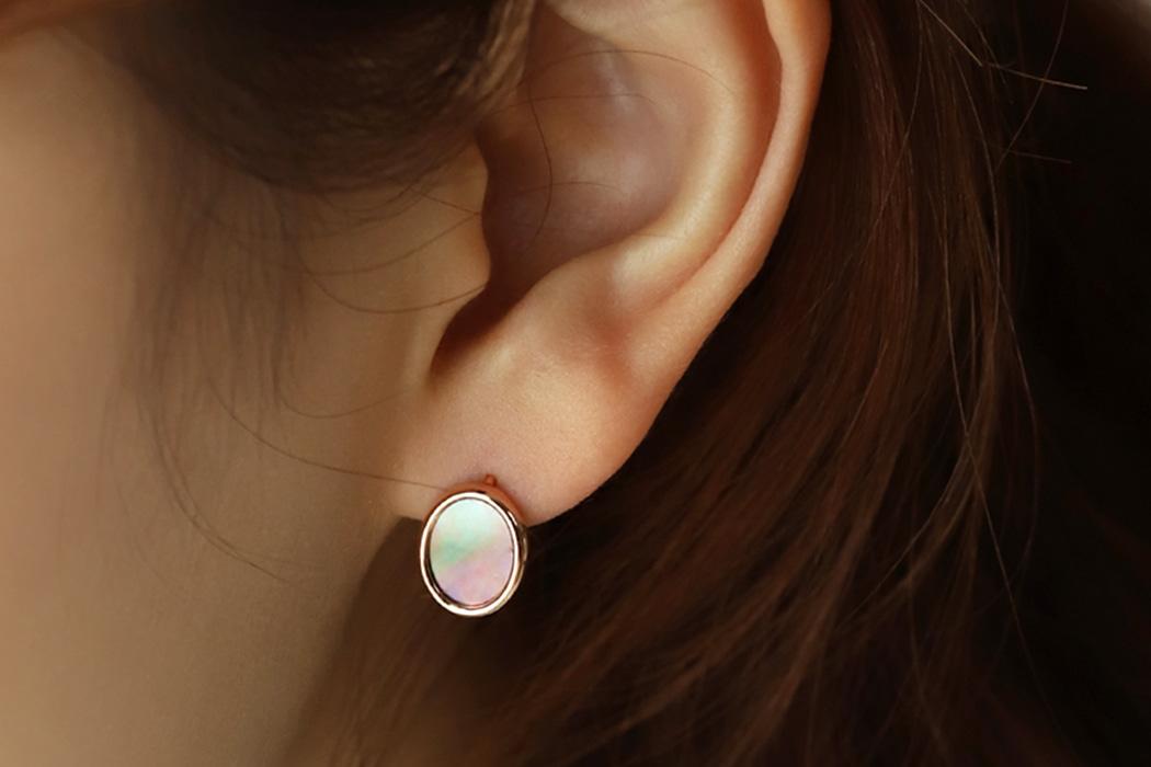 14k 천연석 흑자개 귀걸이