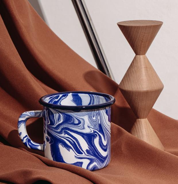 LESIS 블루 마블 애나멜 법랑 머그컵