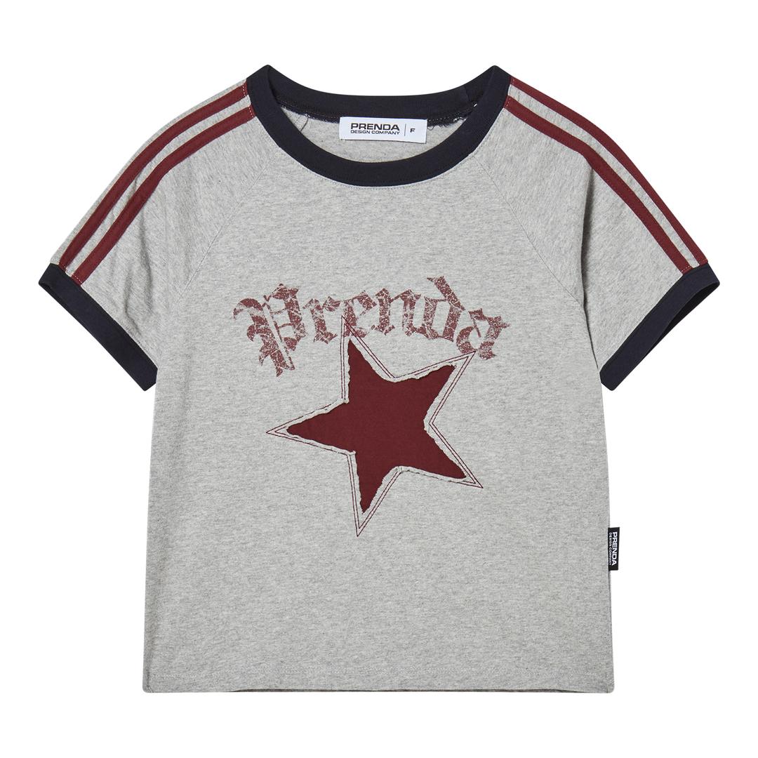STAR CUT-OFF COLORING RAGLAN TEE GRAY