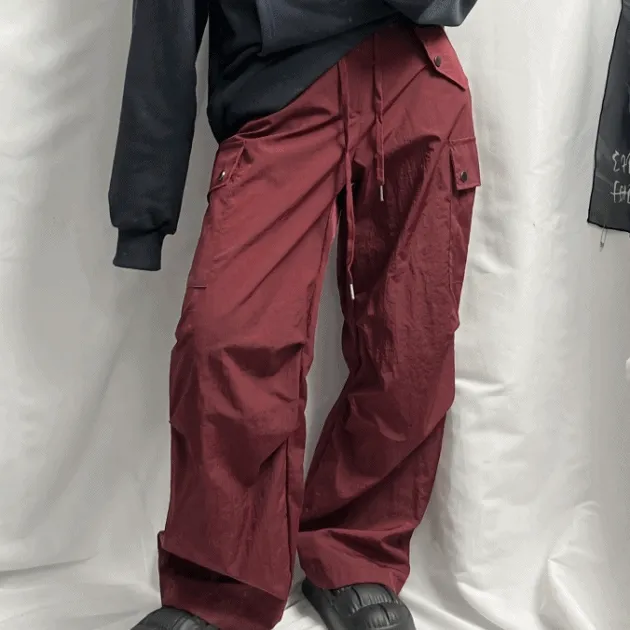 snap cargo nylon pants