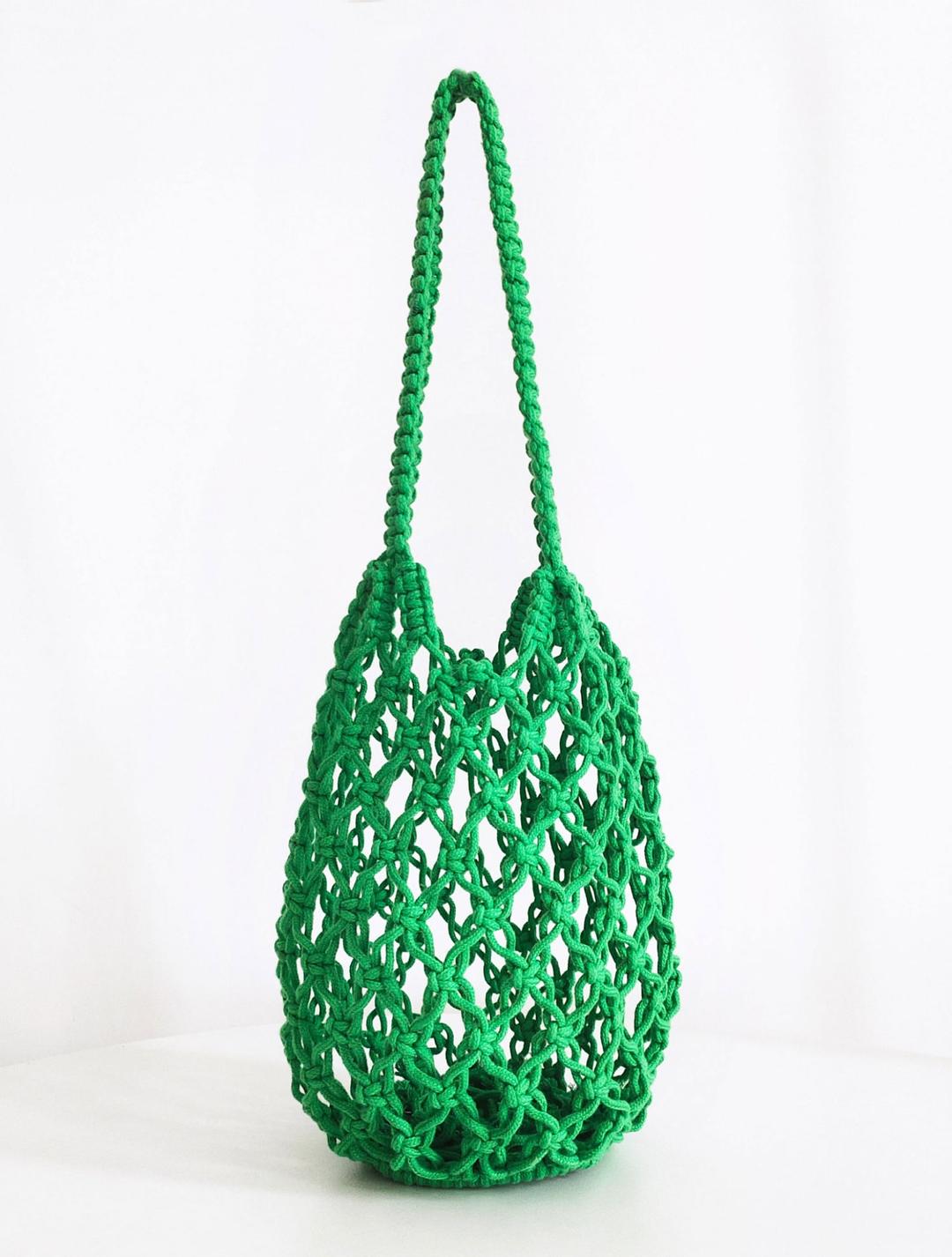 라라 마크라메 토트 숄더백 S_그린,레드,퍼플