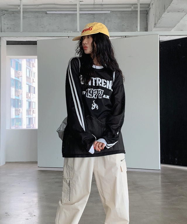 헤츠마 오버핏 프린팅 메쉬 트랙 져지 티셔츠(공용) - 3 color