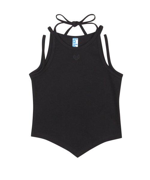 CUT OUT SLEEVELESS TOP BLACK