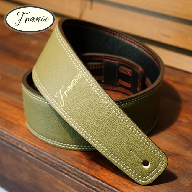 Franoi - 프라노이 가죽 기타 스트랩 (부들 양면 64K / 블랙카키)