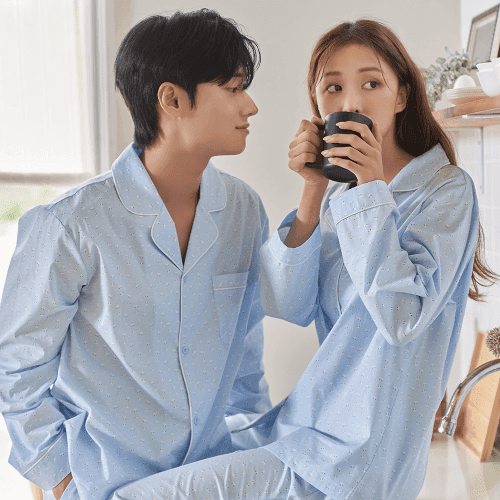 커플 잠옷 하늘냥이 스카이블루 긴팔 ANPA30