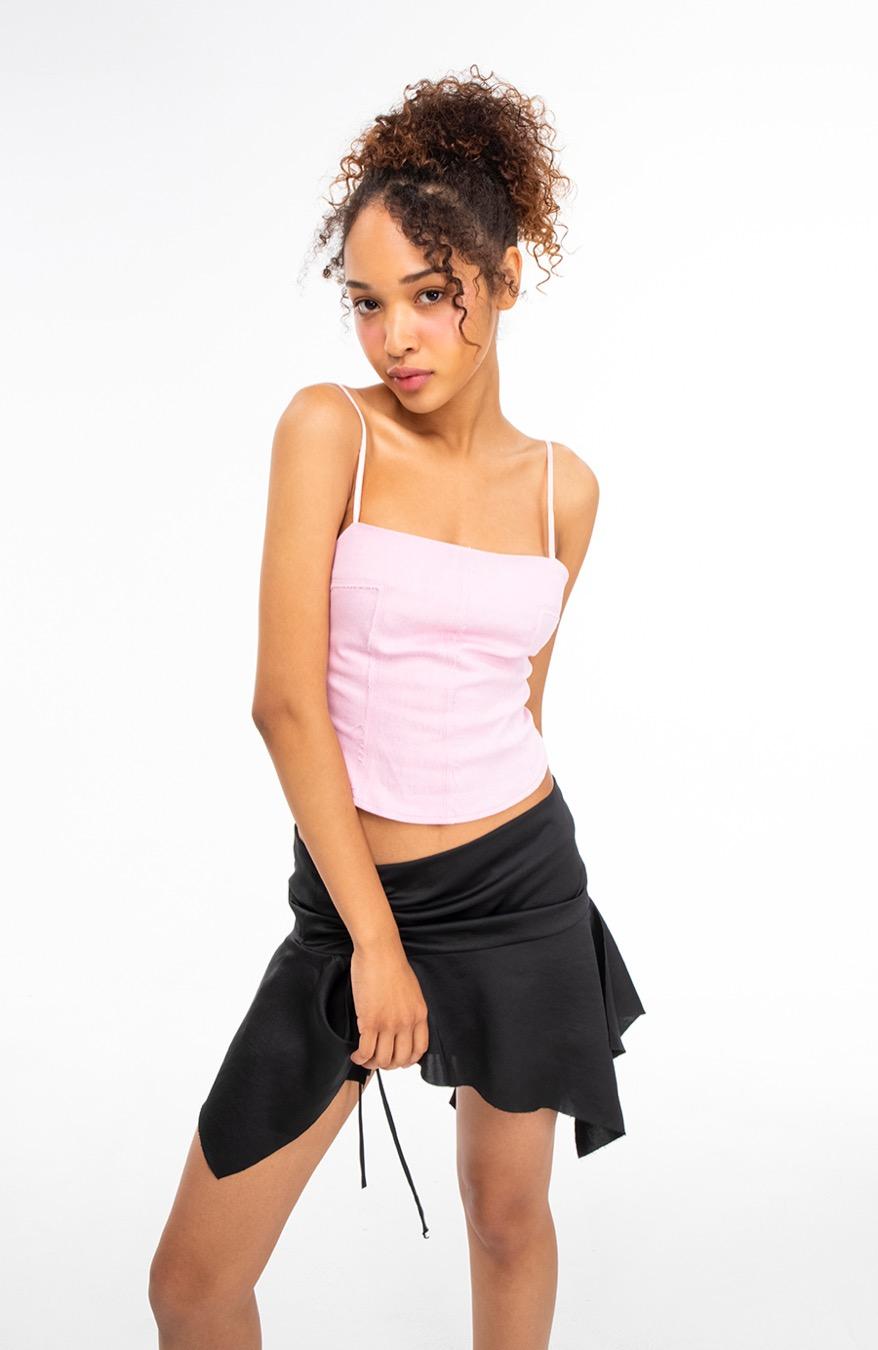 Rough cotton bustier (PINK)