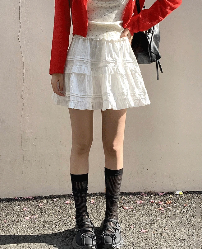 프릴 캉캉 미니 스커트 - 2color